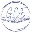 Logo of GCE with open book and "GCE" initials, representing a classical Christian homeschool program.