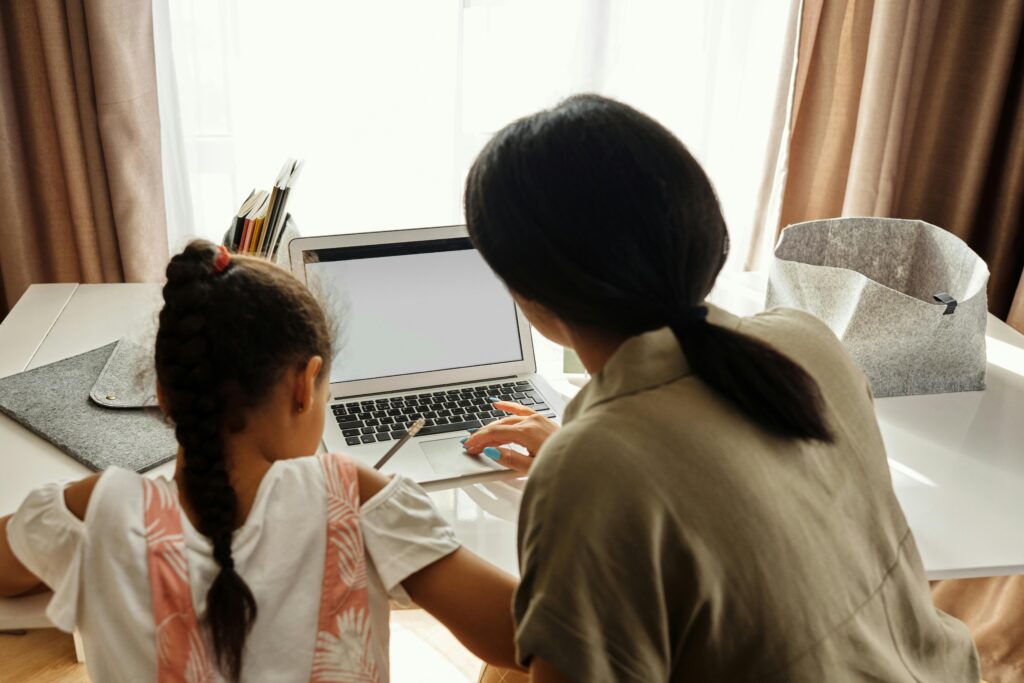 Parent and child preparing to start homeschooling at home